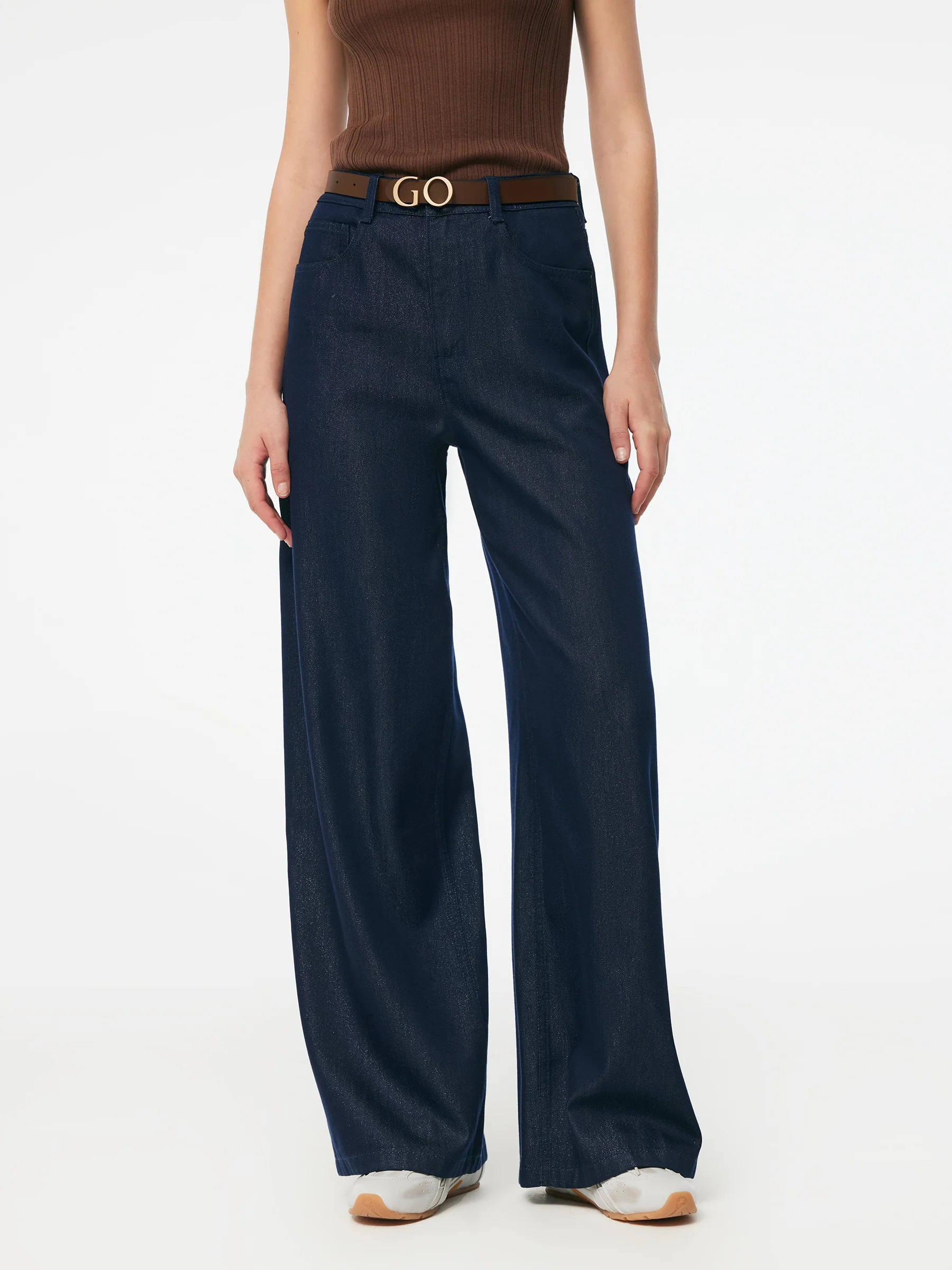 Denim Glitter Detailed Women Loose Straight Jeans | GOELIA