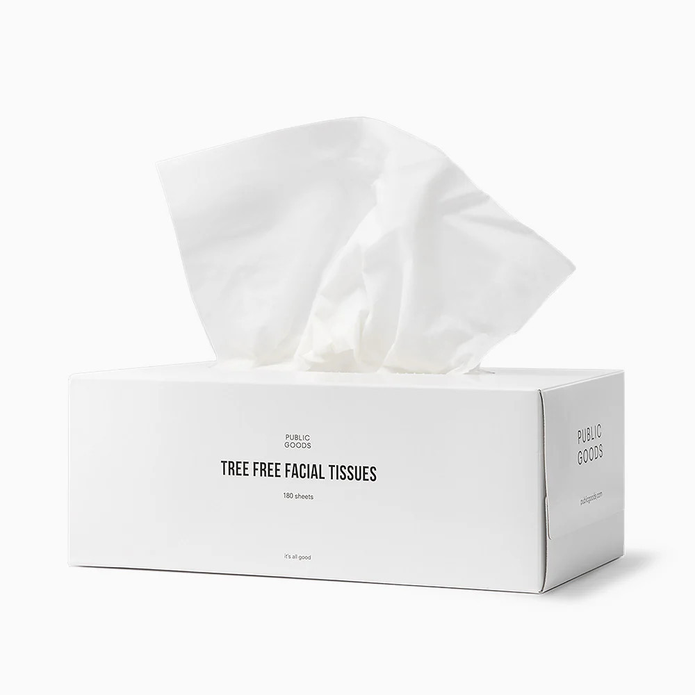 Tree Free Tissue Box | Biodegradable, Non-GMO | 180 Count | Public Goods | Public Goods