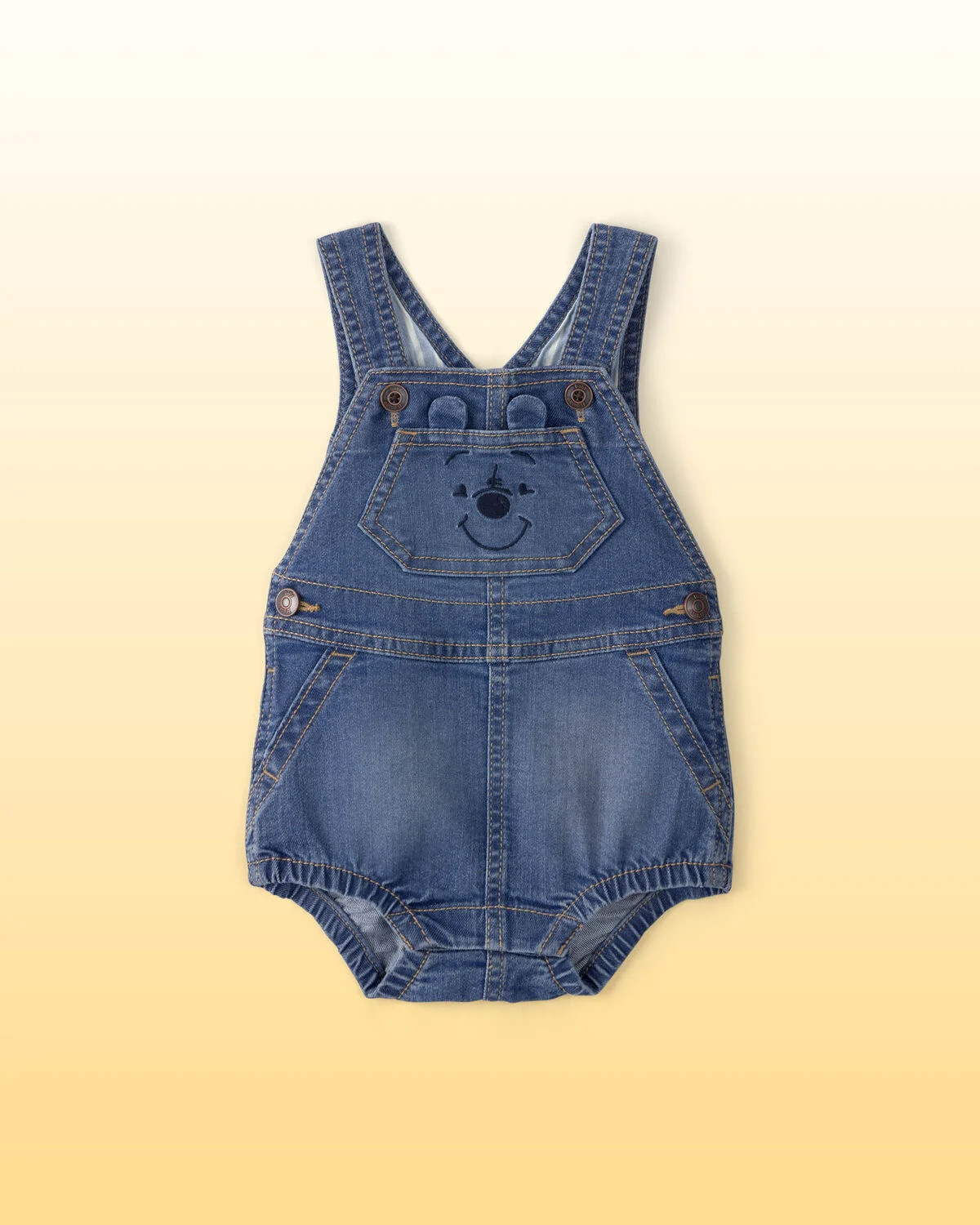 Medium Wash - Baby Disney© Winnie the Pooh Embroidered Stretch Denim Bubble Romper - Medium Wash... | Carter's Inc