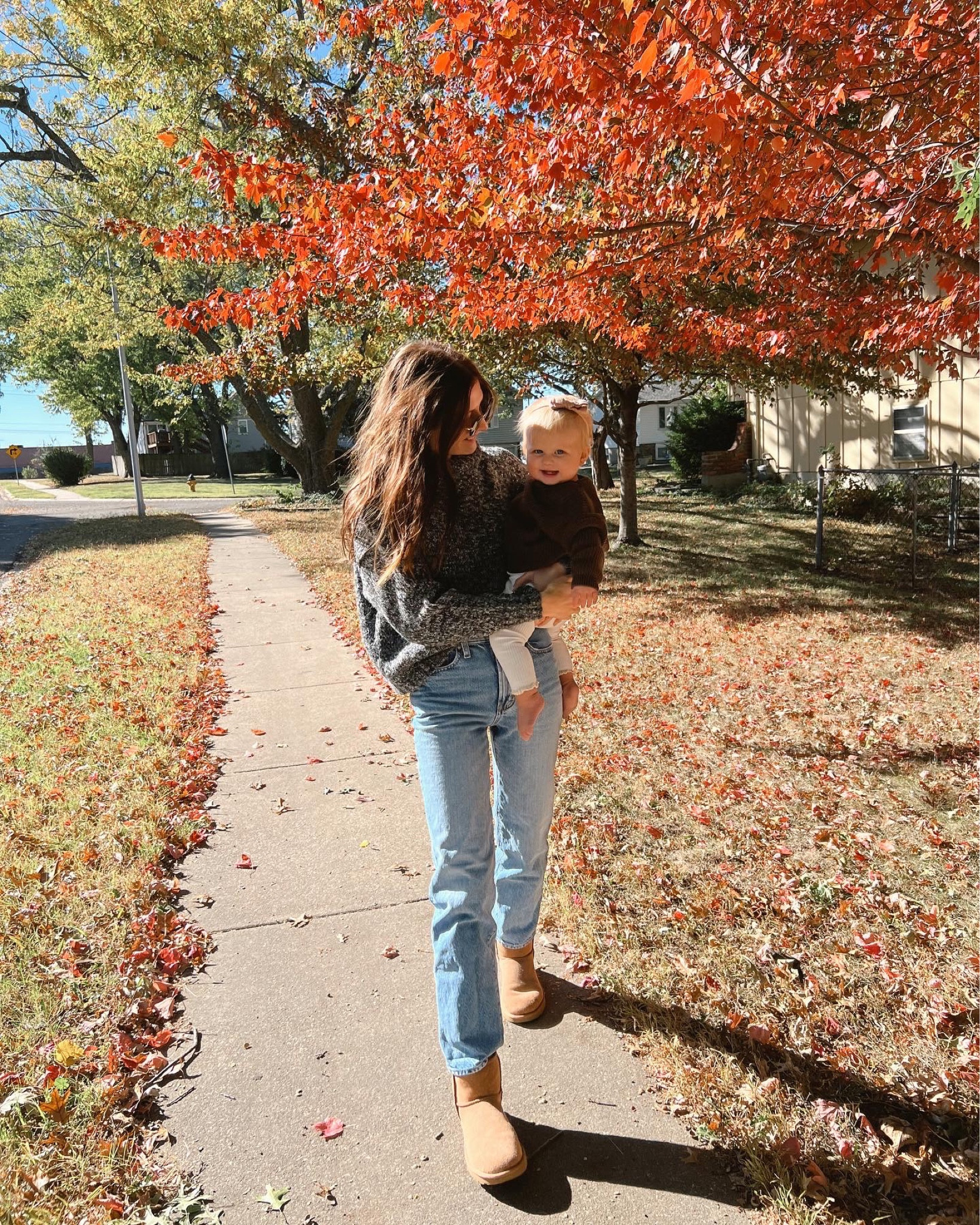 Wearing small in sweater 
Favorite straight leg jeans, I sized down 
Mini uggs tts 
Also linked Liv’s outfit! 
Baby girl sweater 
Fall outfit 

#LTKbaby #LTKstyletip #LTKSeasonal