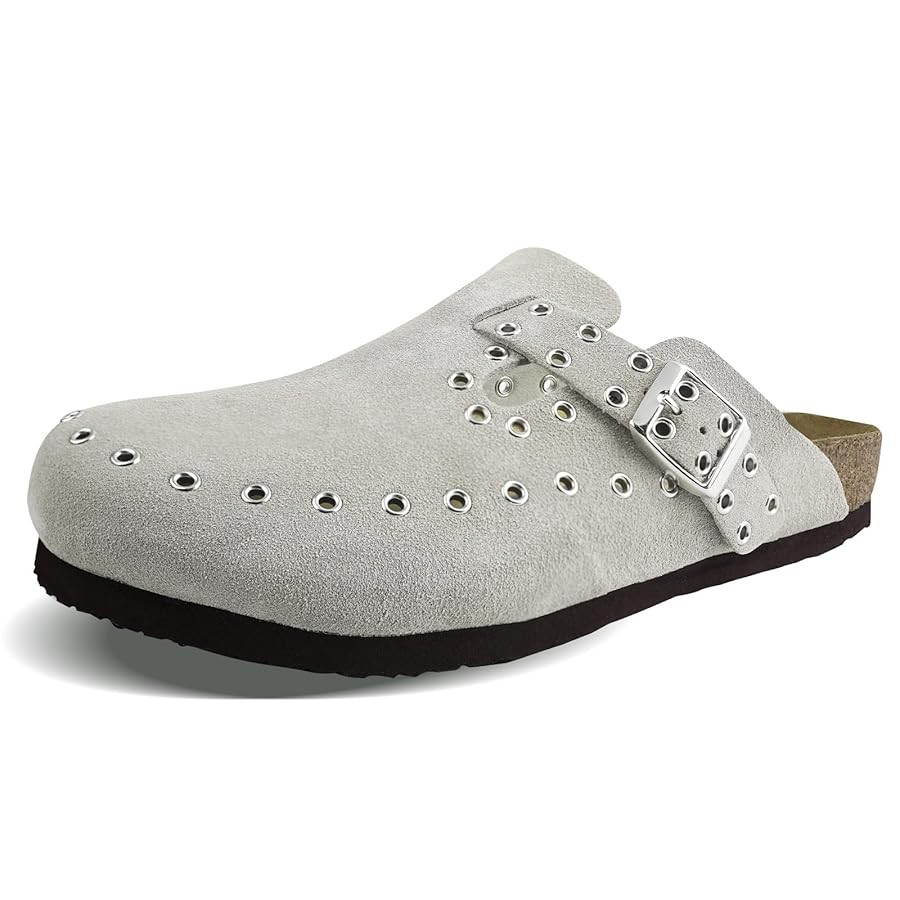 Women's Suede Clogs Leather Mules Cork Footbed Rivet Potato Shoes with Arch Support Men's Comfort... | Amazon (US)