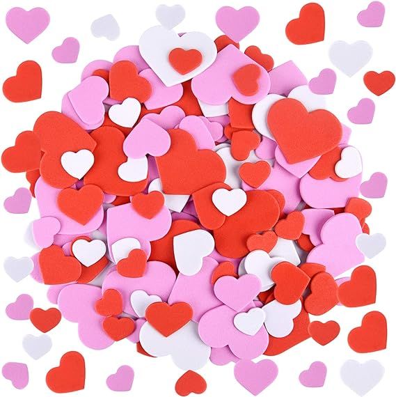 FEPITO 300 Pcs Valentine's Day Heart Foam Stickers Self Adhesive Mixed Color Heart Shape Stickers... | Amazon (CA)