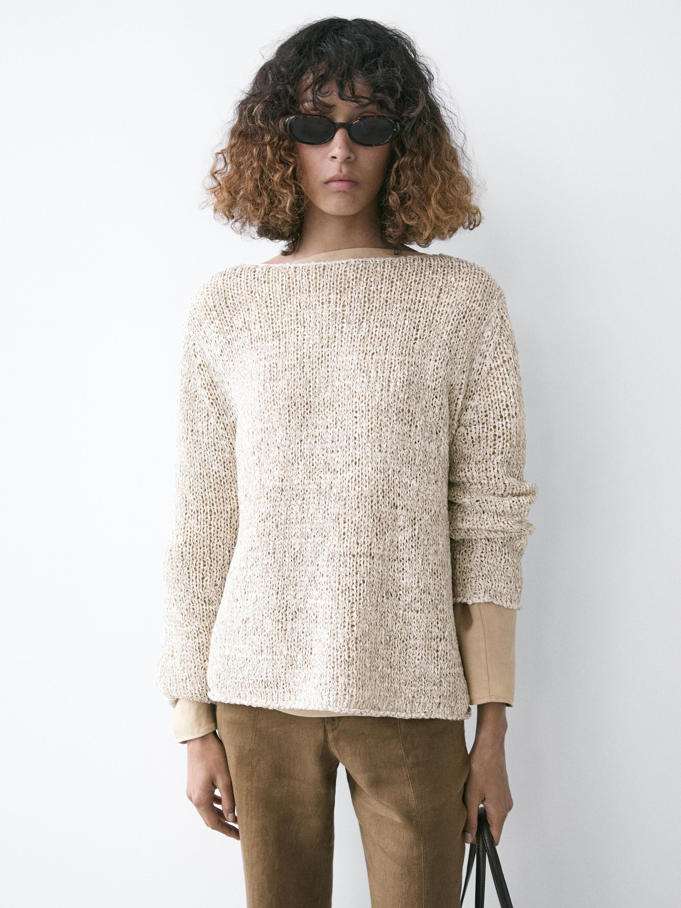 Boat neck knit sweater | Massimo Dutti UK