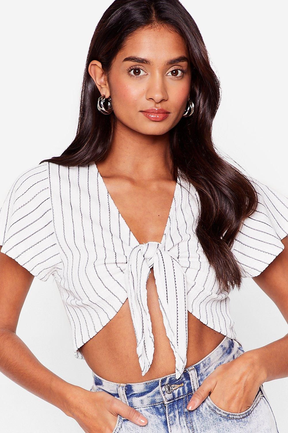 Striped Relaxed Tie Front Crop Top | Nasty Gal (US)