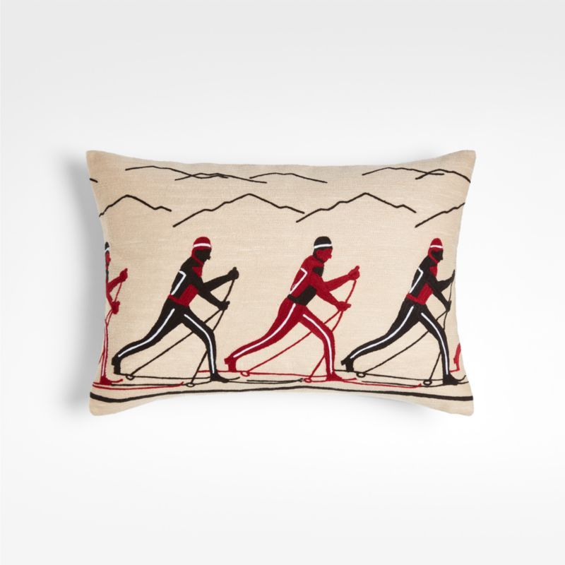 Skier 22"x15" Beige Pillow | Crate and Barrel | Crate & Barrel