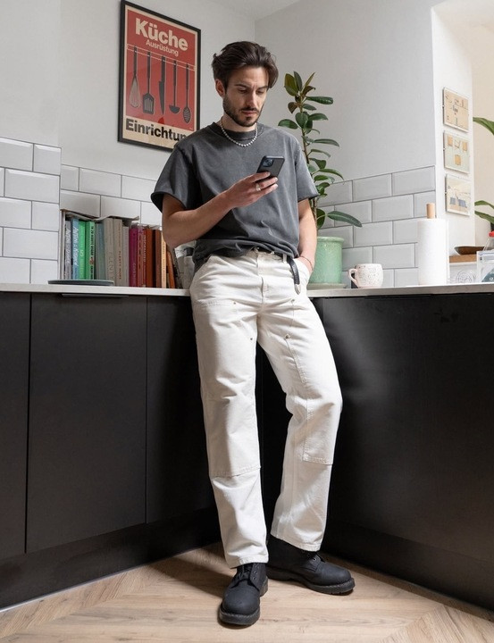 Mens outfit ideas, mens fashion, straight leg trousers, chinos, mens boots, Abercrombie & Fitch, SOLOVAIR boots for men, casual outfit, neutrals  

 #LTKuk #LTKmens #LTKstyletip