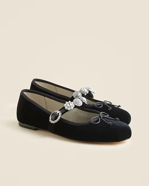 Logan embellished Mary Jane ballet flats in velvet | J. Crew US