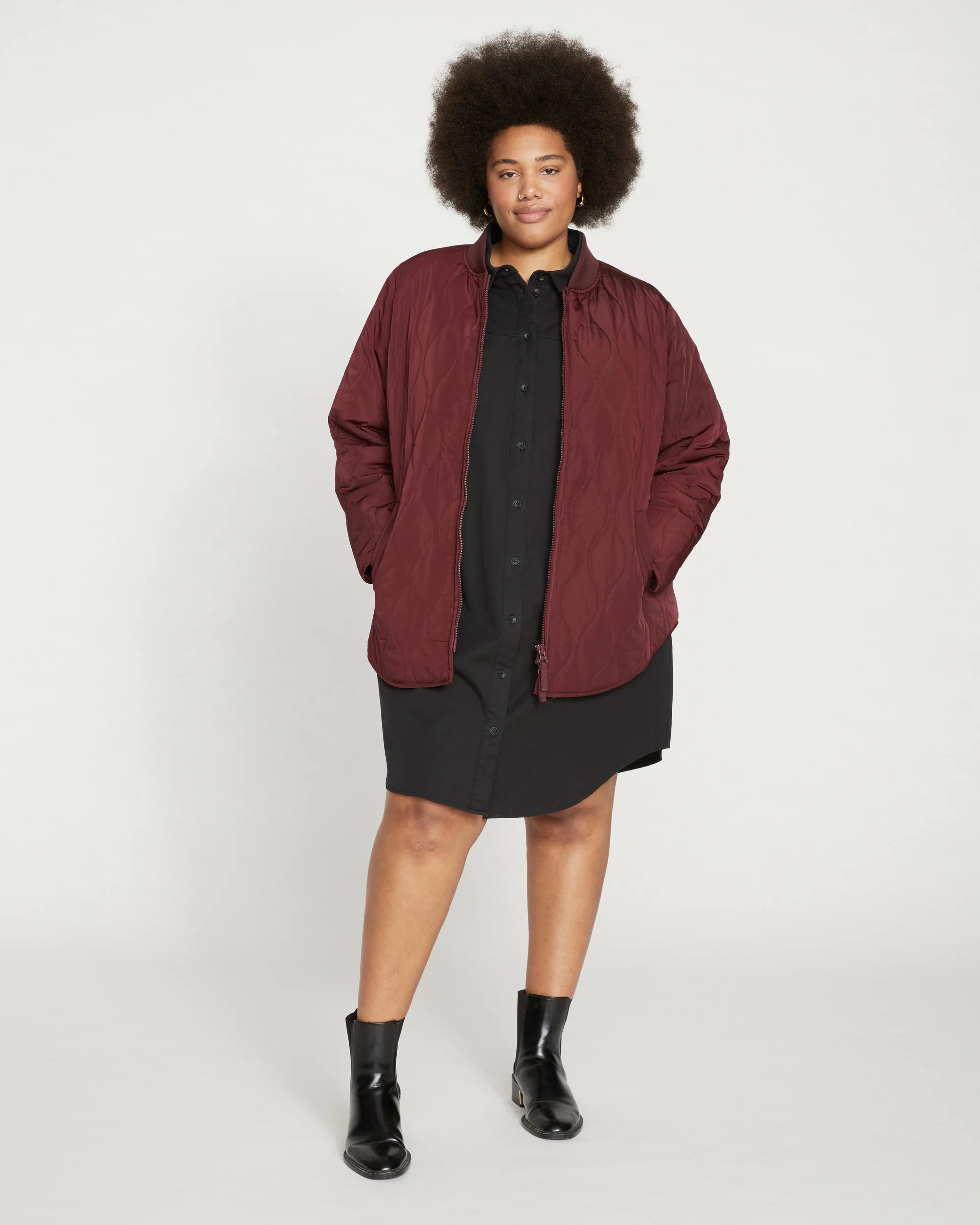 Hudson Quilted Coat - Black Cherry | Universal Standard
