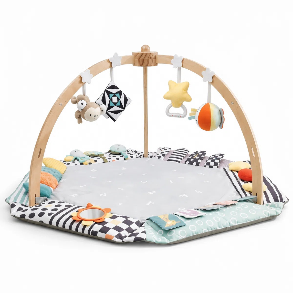 Baby Play Mat with Foldable Raised Edges, Wooden Gym & 6-in-1 Activity Center, Convertible Ball P... | Wayfair North America