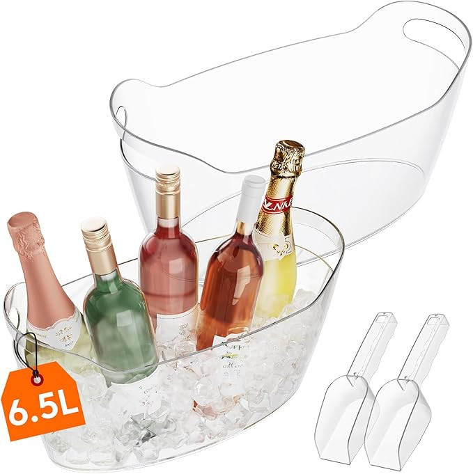 Lifewit 6.5L Ice Bucket for Parties 2 Packs, Portable Drink Bucket for Cocktail Bar, Plastic Cham... | Amazon (US)