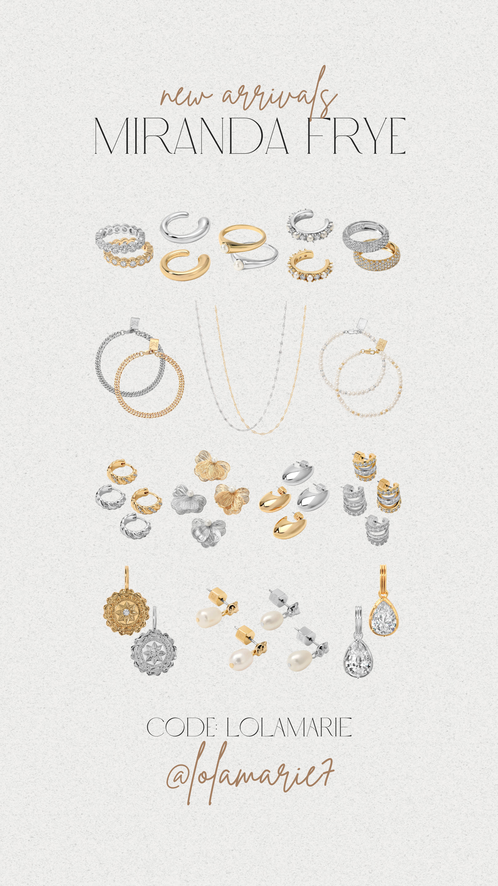 New Arrivals from Miranda Frye 
Use code LOLAMARIE to save! 

#mirandafrye #staplejewlery #everydayjewelry 

 #LTKootd #LTKWorkwear #LTKTravel