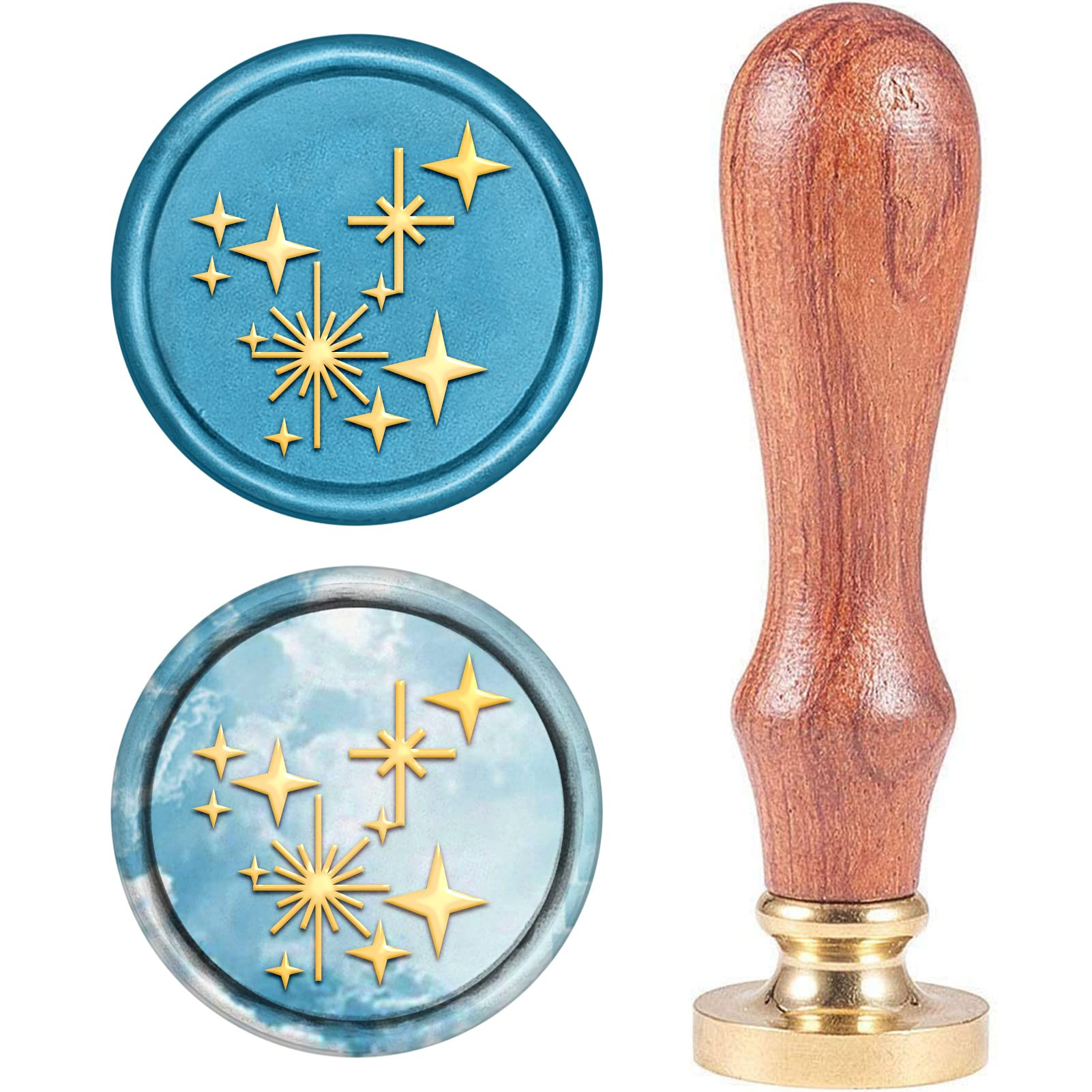 CRASPIRE Twinkle Star Wax Seal Stamp Four-Pointed Stars Vintage Sealing Wax Stamp Retro 25mm Remo... | Amazon (US)