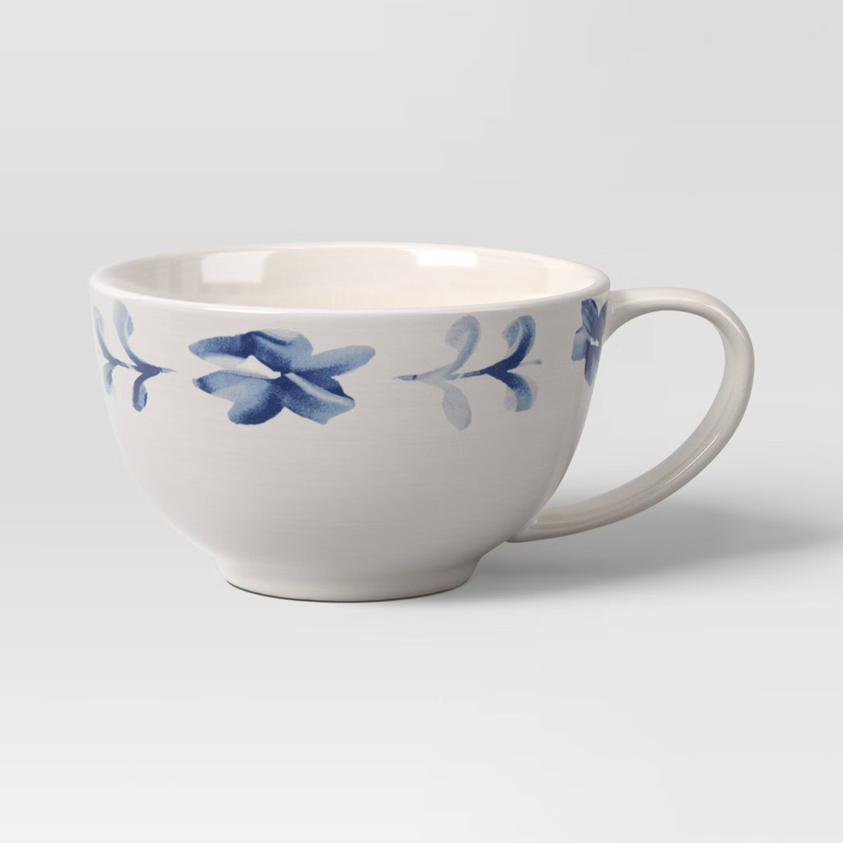 16.8 fl oz Stoneware Latte Mug Blue Floral - Threshold™ | Target