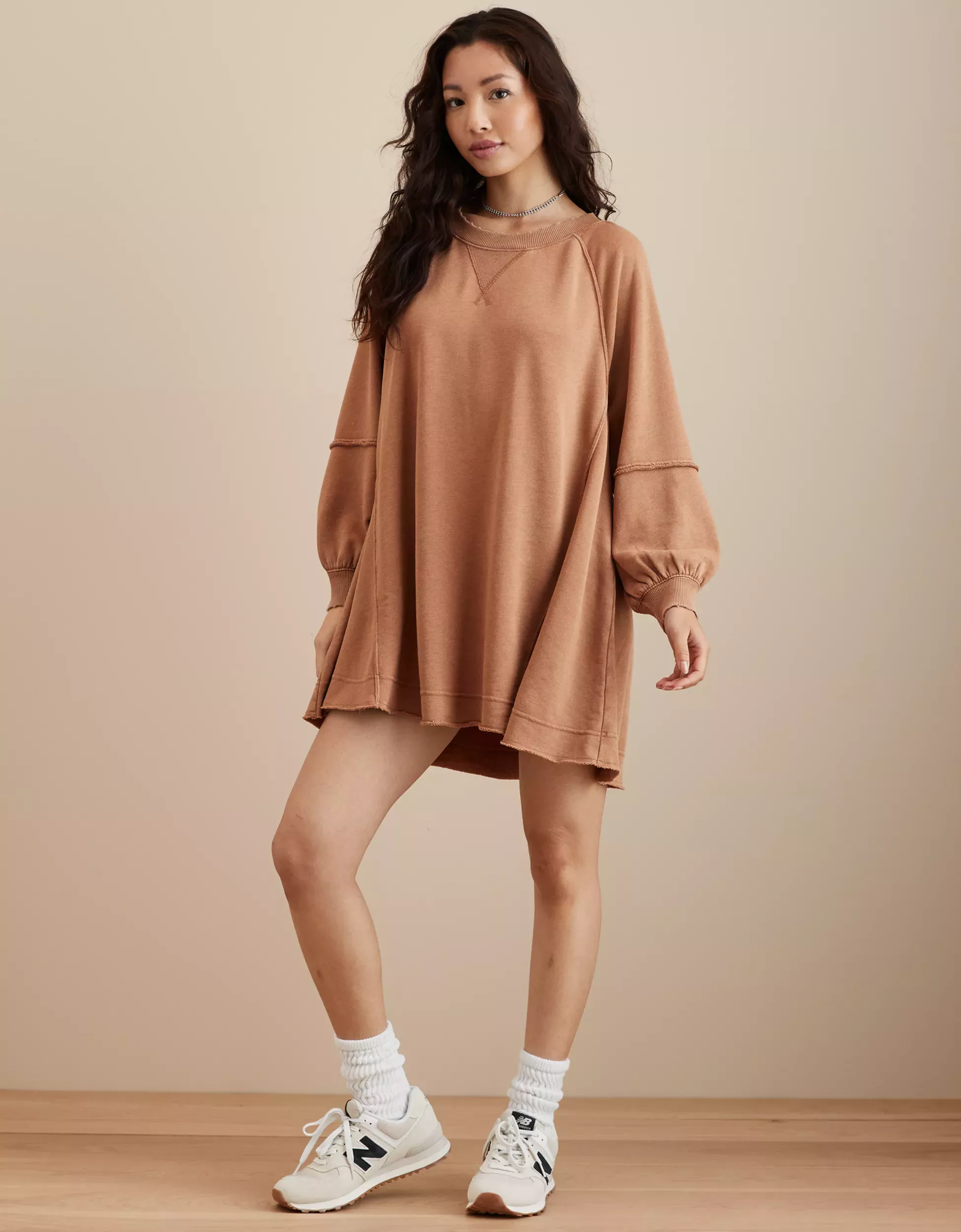 AE retail Oversized Fleece Babydoll Dress