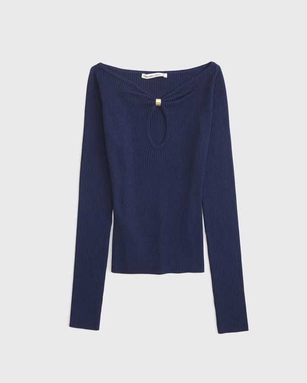 Hardware Keyhole Long-Sleeve Sweater Top | Abercrombie & Fitch (US)