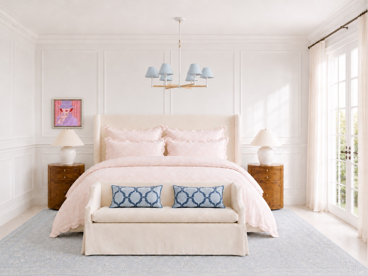 Is your bedroom ready for an early-fall refresh? ✨

This bedroom design is all about adding soft, comfortable layers while keeping the entire space light, polished, and refreshing.

The blush bedding brings a romantic softness to the room, while the warm wood nightstands add contrast, natural character, and just the right amount of warmth. A serene blue rug and patterned lumbar pillows balance the blush tones beautifully, giving the bedroom a relaxed coastal touch.

My favorite finishing piece is the skirted bench at the foot of the bed. Its petite back creates the graceful silhouette of a settee, while the tailored skirt keeps it soft, timeless, and sophisticated. It’s also a practical place to sit, arrange pillows, or set down a cozy throw.

Finished with classic lighting and softly tailored details, the entire bedroom feels made for beautiful mornings, restful evenings, and an elegant transition into fall.

✨ SERENA & LILY’S LABOR DAY SALE IS ON NOW—UP TO 40% OFF! ✨

#LTKDayInMyLife #LTKHome #LTKSaleAlert #SerenaAndLily #SerenaAndLilyStyle #LaborDaySale #BedroomRefresh #FallBedroom #TransitionToFall #BedroomDesign #BedroomBench #SkirtedBench #Bedding #Nightstand #UpholsteredBed #AreaRug #ThrowPillow #Chandelier #TableLamp #ModernClassic #RomanticBedroom #CoastalStyle

#LTKdayinmylife #LTKHome #LTKSaleAlert