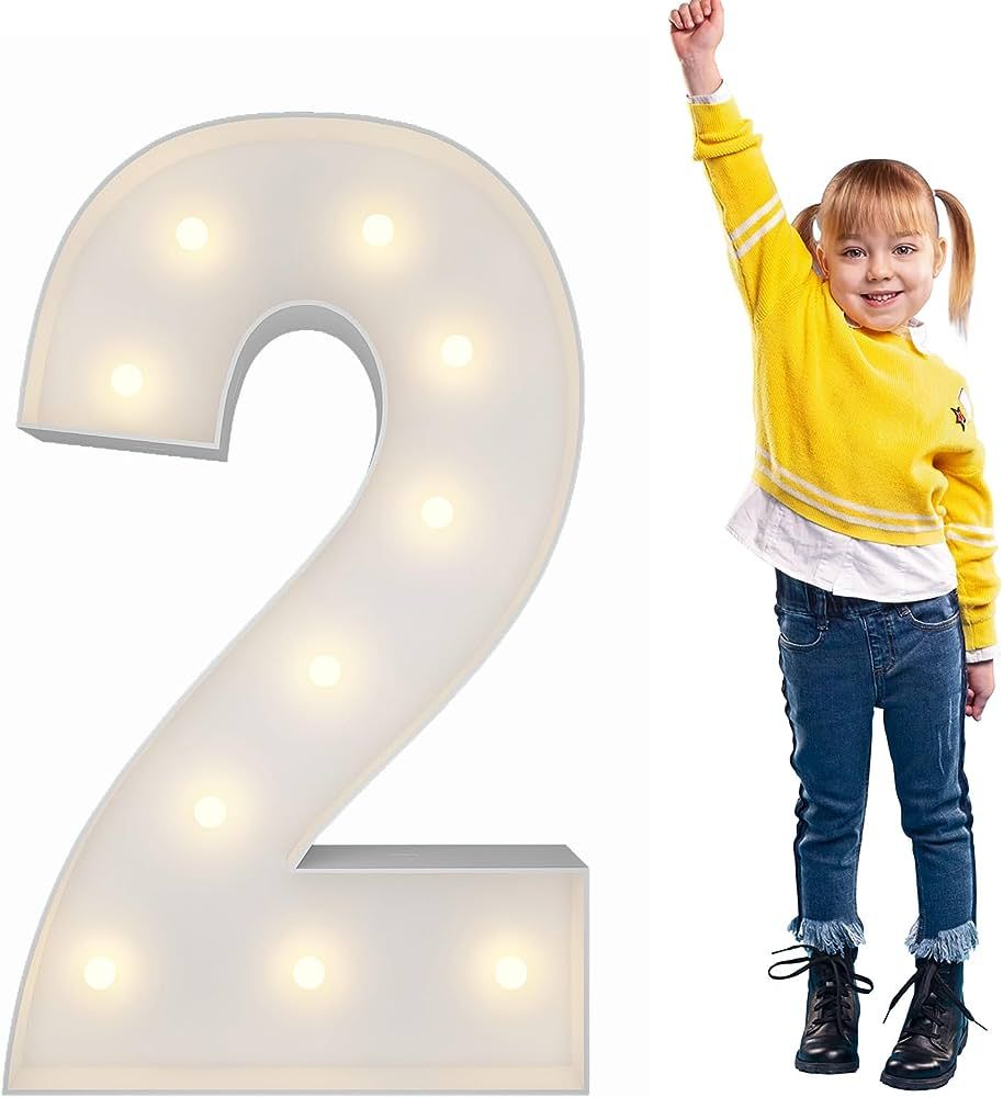 3FT Marquee Light Up Numbers Pre-Cut Frame Giant Marquee Numbers 2, Mosaic Numbers for Balloons, ... | Amazon (US)