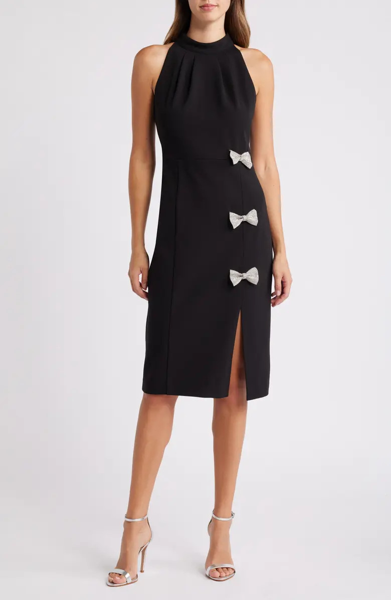 Eliza J Rhinestone Bow Sleeveless Sheath Dress | Nordstrom | Nordstrom