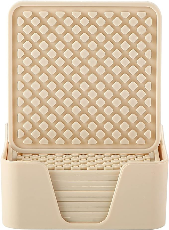 Colinda Silicone Drink Coasters with Holder, Set of 6, for Tabletop Protection and Office Desk, C... | Amazon (US)