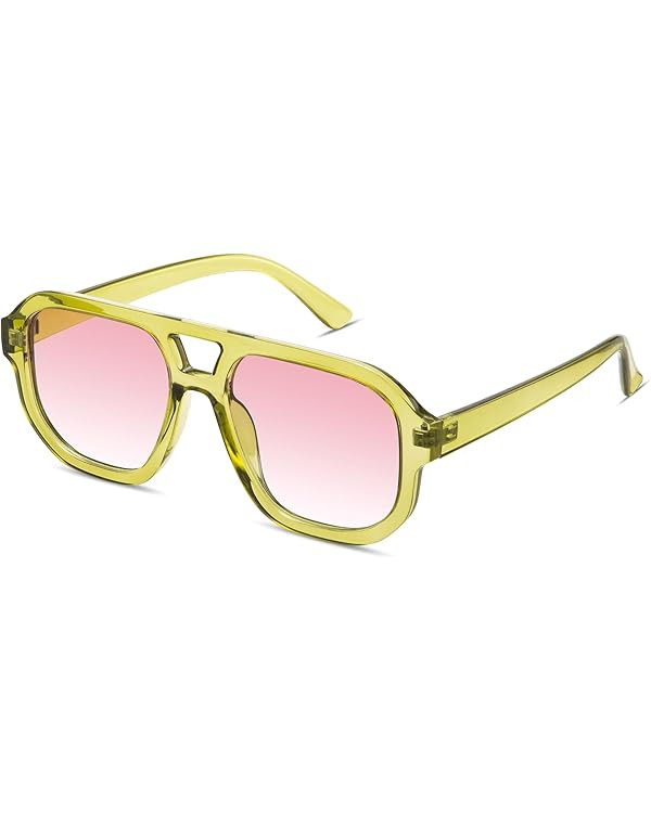 livho Trendy Polarized Square Aviator Sunglasses Women Men Square Eyewear Frame, Retro Sun Glasse... | Amazon (US)