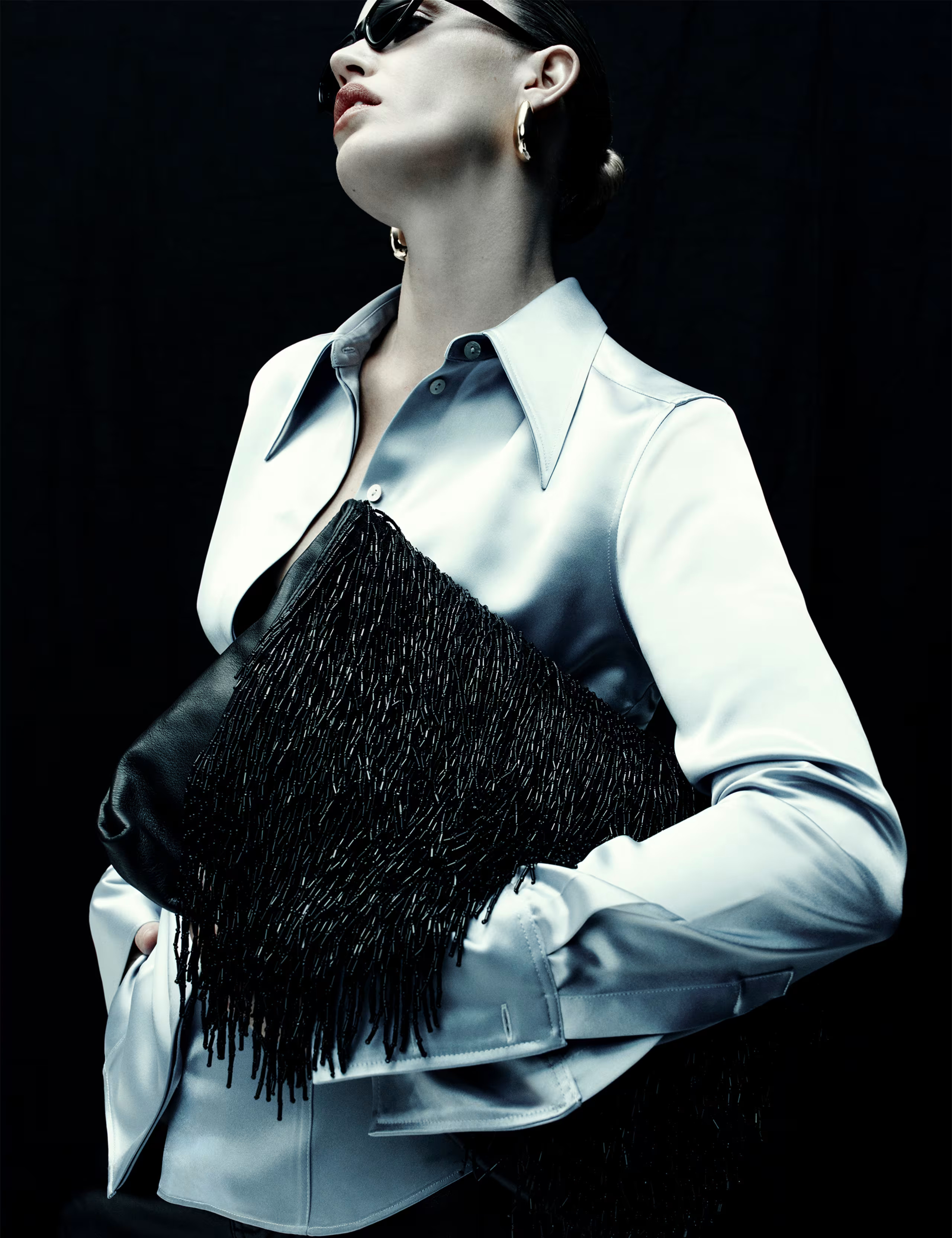 Satin Collared Fitted Long Sleeve Shirt | Marks & Spencer (UK)