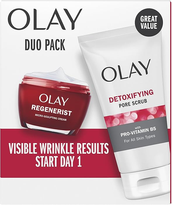 Olay Face Wash Regenerist Advanced Anti-Aging Pore Scrub Cleanser (5.0 Oz) and Micro-Sculpting Fa... | Amazon (US)