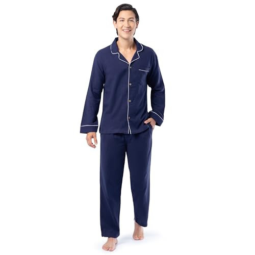 Fruit of the Loom Men's Flannel Pajama Sleep Set, Navy, Medium | Amazon (US)