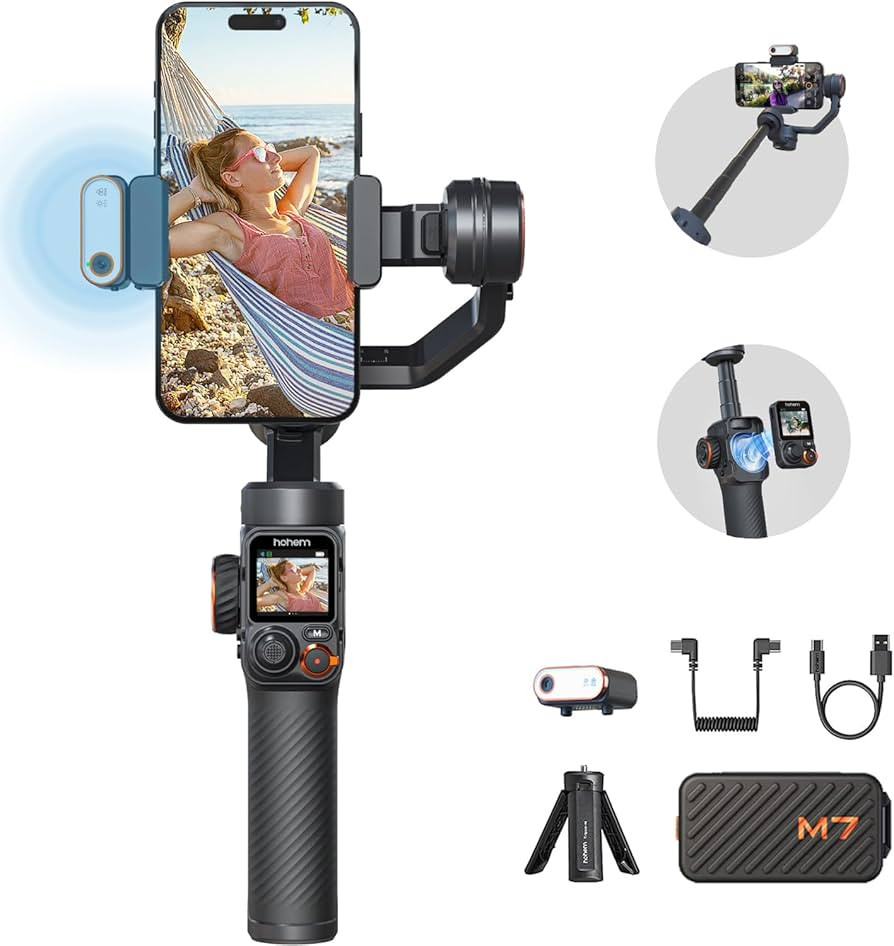 Hohem iSteady M7 Gimbal Stabilizer for Smartphone, Magnetic AI Tracker Fill Light, Detachable Tou... | Amazon (US)