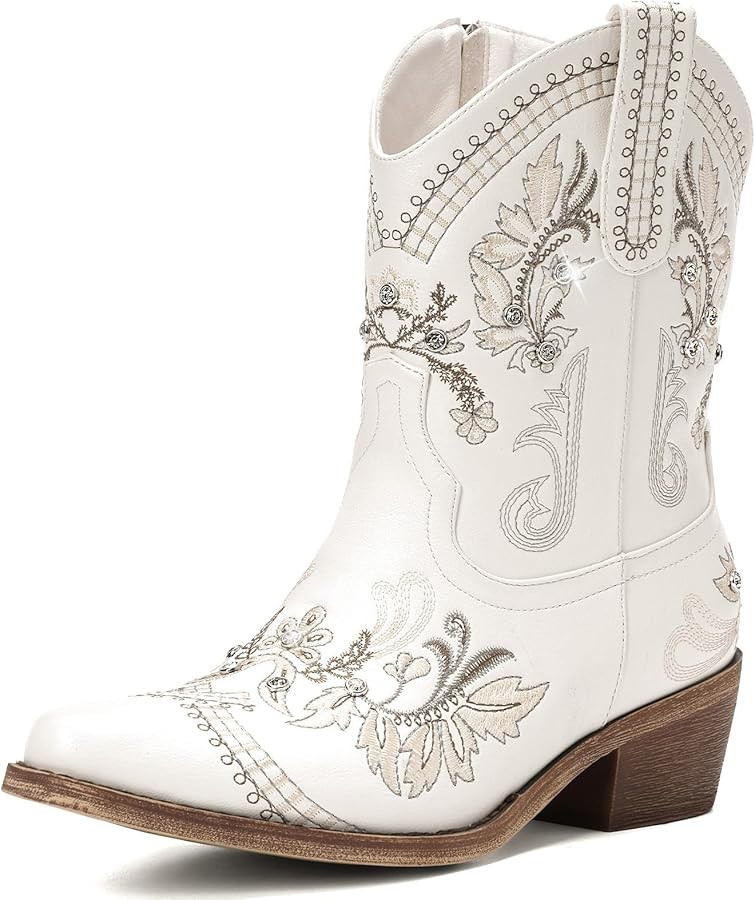 Cowboy Boots for Women - Western Embroidered Cowgirl Boots with Sparkly Rhinestone, Pointed Toe C... | Amazon (US)