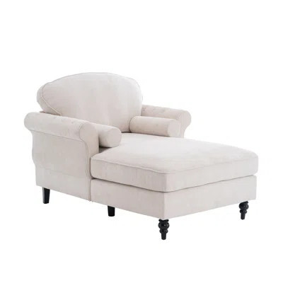 43.3" Chaise Lounge Chair Indoor With 2 Pillows Upholstered Chenille Single Chair For Living Room, Bedroom, Office | Wayfair North America