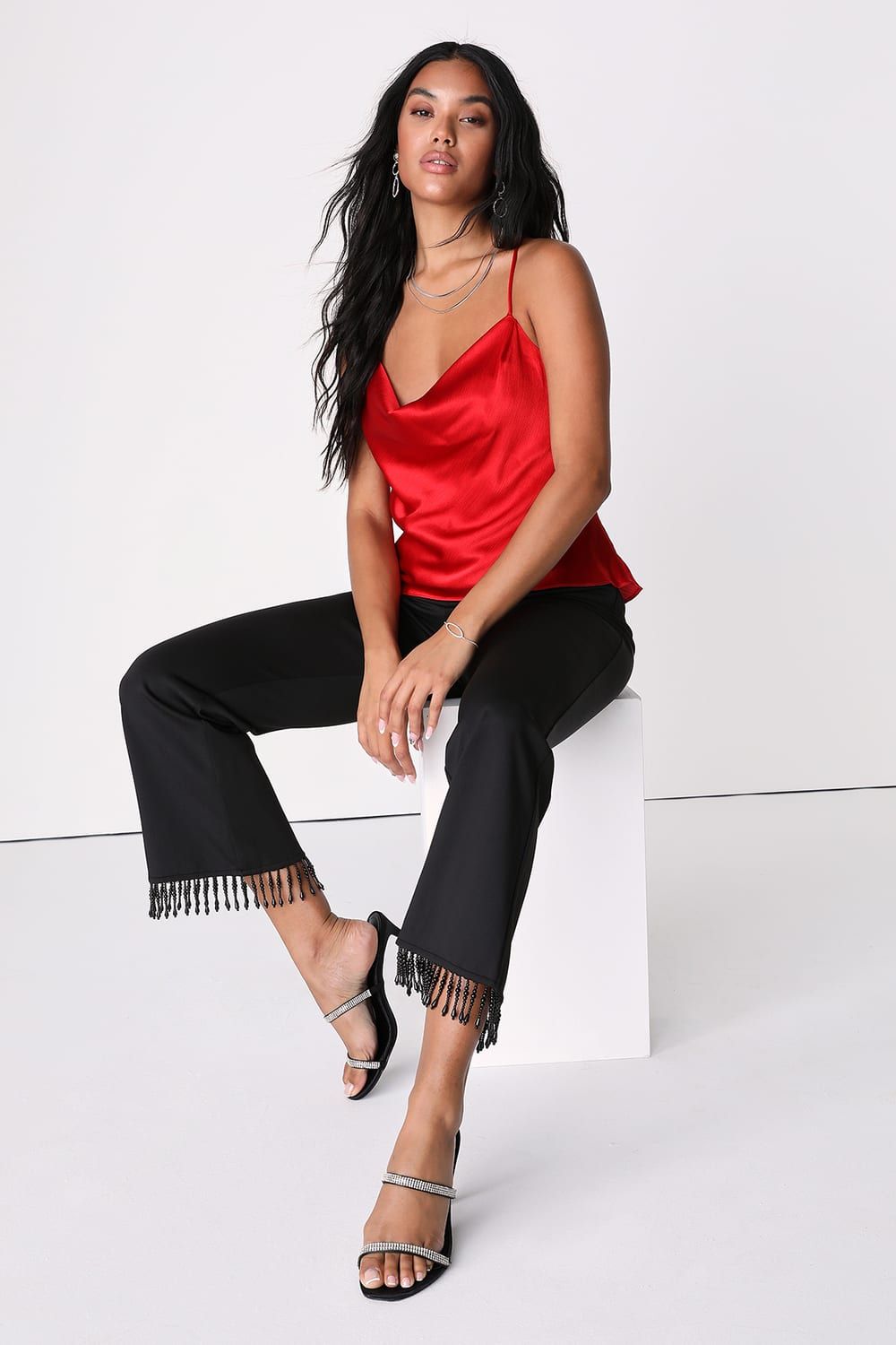 Forever Classy Red Satin Cowl Neck Tank Top | Lulus (US)
