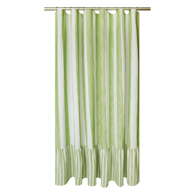 Beautiful Kelly Green Mix & Match Shower Curtain by Drew Barrymore, Cotton & Polyester, 72" x 72" | Walmart (US)