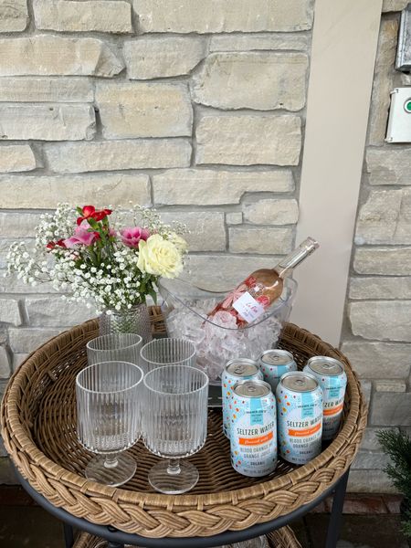 Little outdoor bar set up! Loving this bar cart! This seltzer water was so good, first time trying it and the rosé was spot on! Perfect summer hosting drinks! Found both at Trader Joe’s. 



#LTKHome #LTKParties #LTKSeasonal