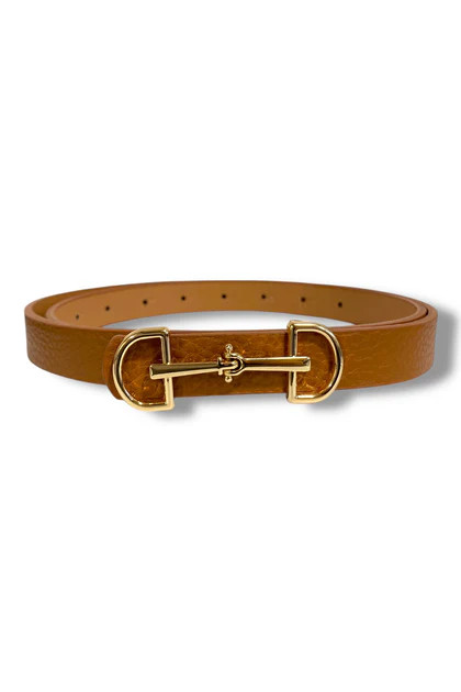 Here She Comes Cognac Horse Bit Skinny Belt | The Willow Tree
