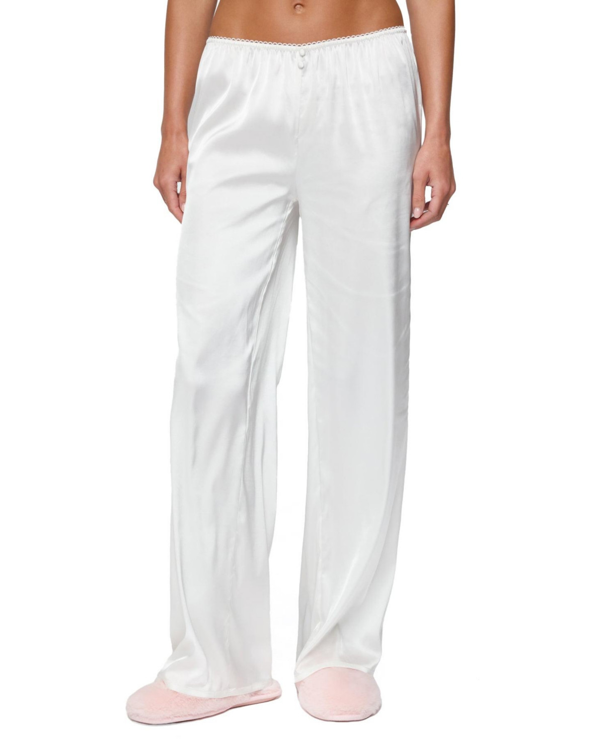Edikted Women's Izabella Satin Effect Pants - White | Macy's