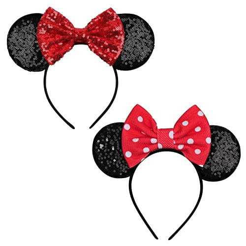 FANYITY Minnie Costume Ears,2 Pcs Mickey Ears Headbands for Girls & Women Party,Size Free (BYBD+DH) | Amazon (US)