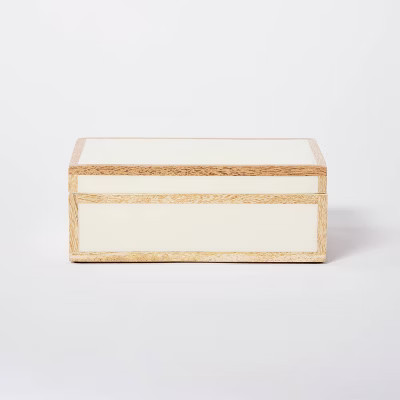 8" x 5" Wood Edge Trim with Resin Inlay Decorative Box Ivory - Threshold™ designed with Studio ... | Target