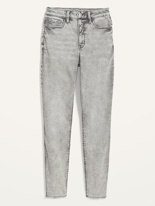 Extra High-Waisted Rockstar 360° Stretch Super Skinny Gray Cut-Off Jeans for Women | Old Navy (US)