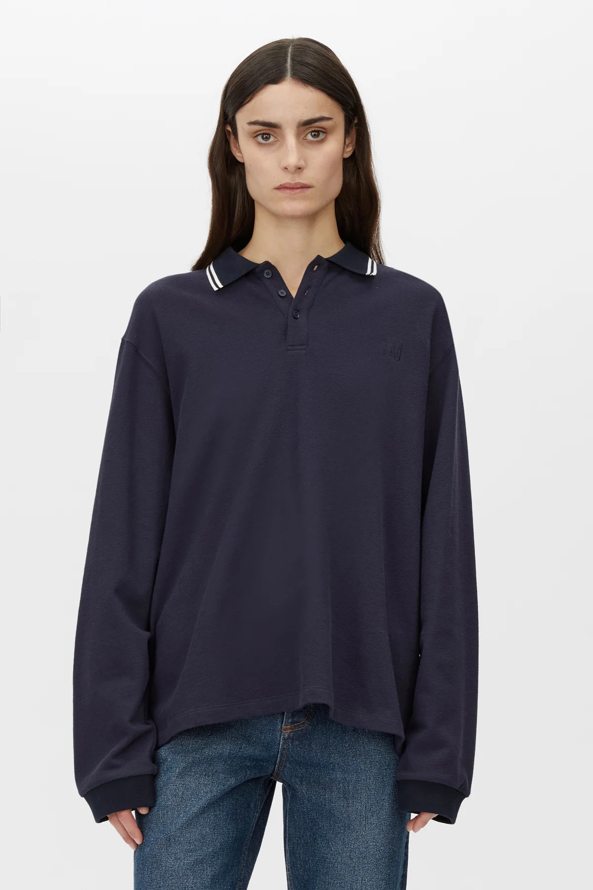 Aqui Long Sleeve Monogram Top in Midnight Navy - CAMILLA AND MARC® C&M | CAMILLA AND MARC (ANZ)