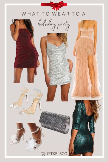 what to wear to a holiday party // holiday party outfits // holiday party outfit inspo 

dresses and accessories from lulus and revolve 

#LTKstyletip #LTKSeasonal #LTKHoliday