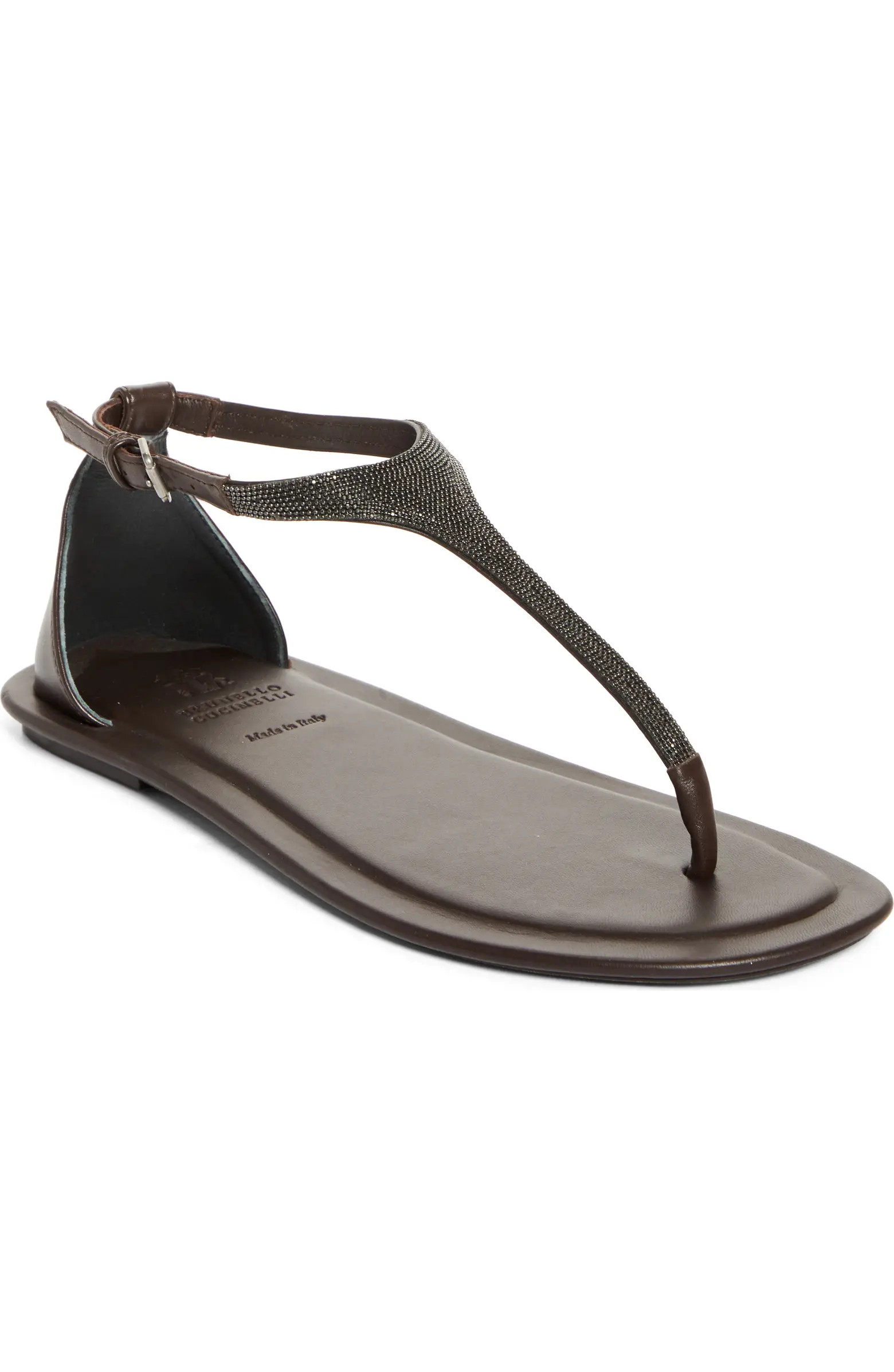 Brunello Cucinelli Monili T-Strap Sandal (Women) | Nordstrom | Nordstrom