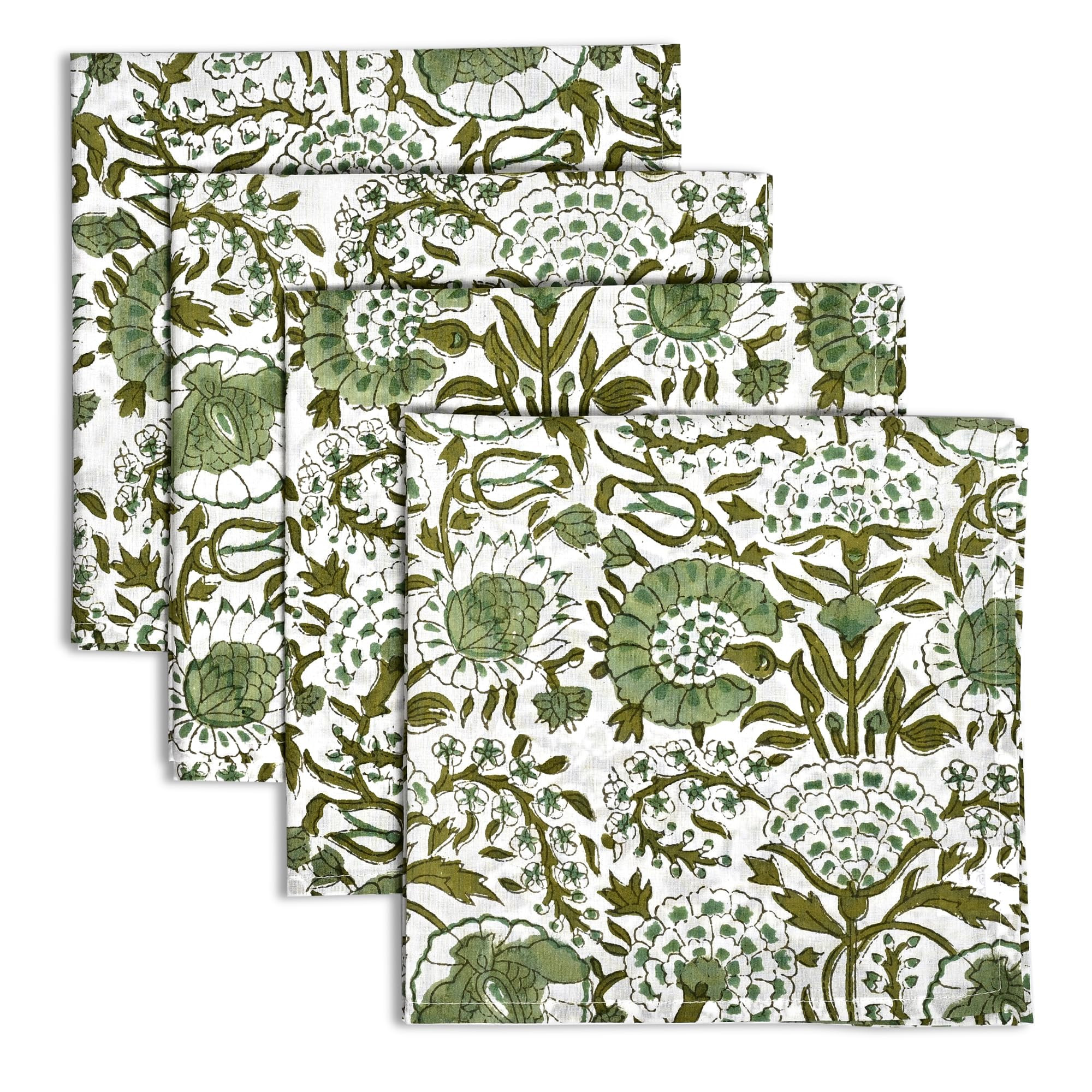 CPC Cloth Napkins 100% Cotton Set of 4 Reusable Napkins, Indian Block Print Toile Floral Dinner N... | Amazon (US)