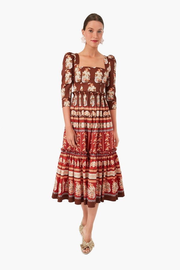 Paisley Motif Stripe Maroon Blue Hill Dress | Tuckernuck (US)