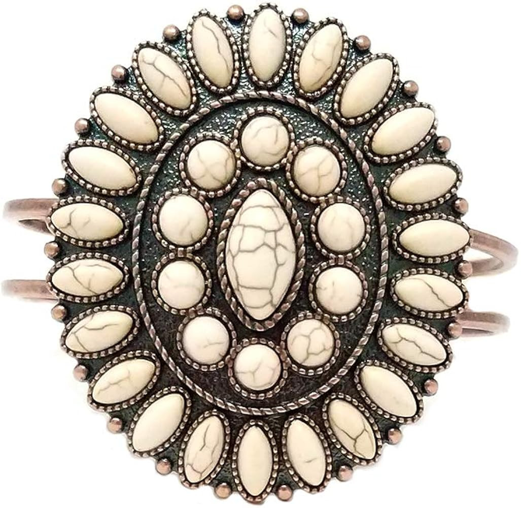 Turquoise Western Concho Design Oval Hinge Navajo Bracelet | Amazon (US)