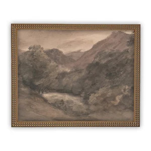 Vintage Framed Canvas Art  // Framed Vintage Print // Vintage Painting // Muted Watercolor Landsc... | Etsy (US)