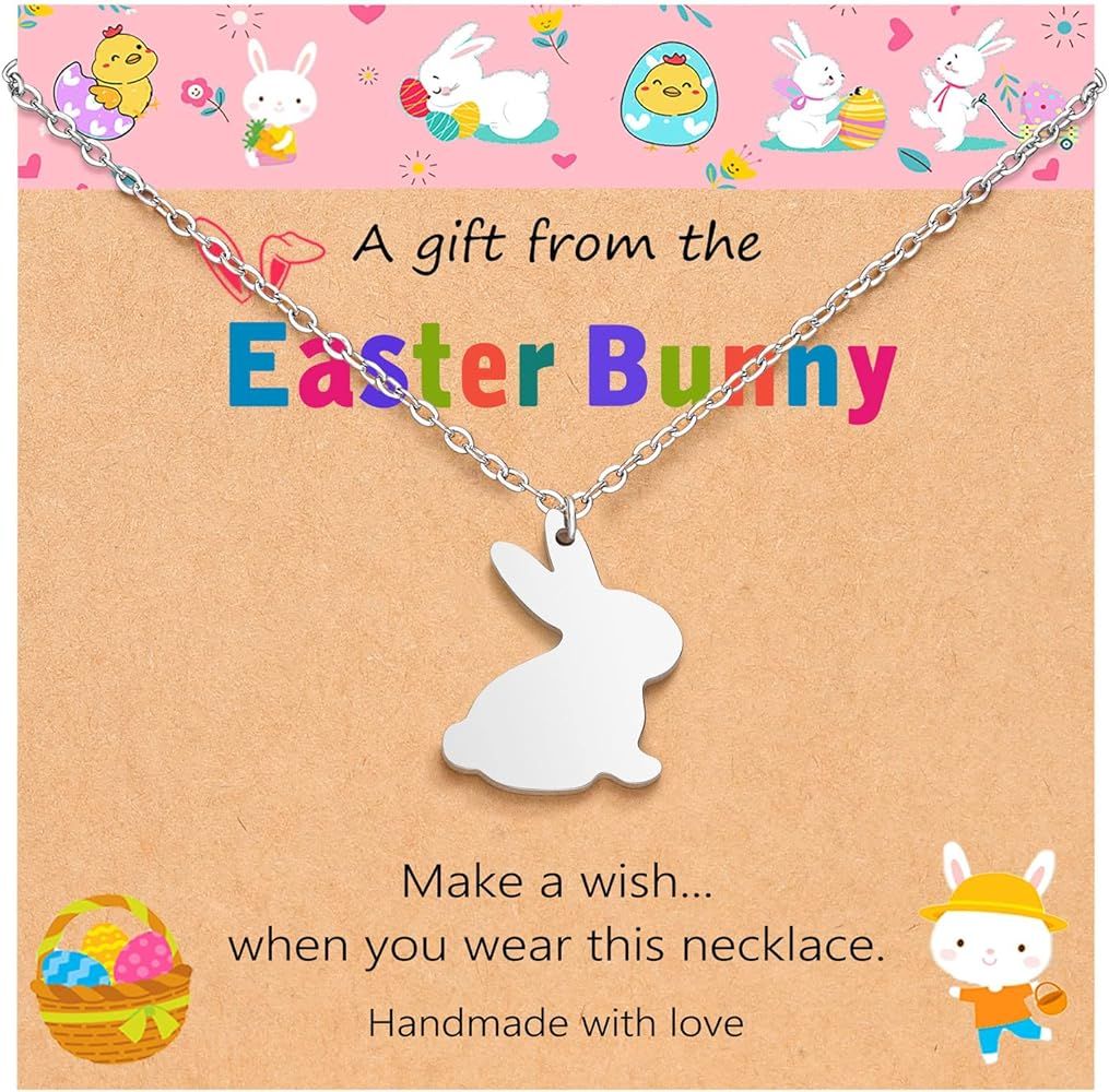 UNGENT THEM Easter Gifts for Women Girls, Easter Bunny Necklace, Easter Jewelry Happy Easter Gift... | Amazon (US)