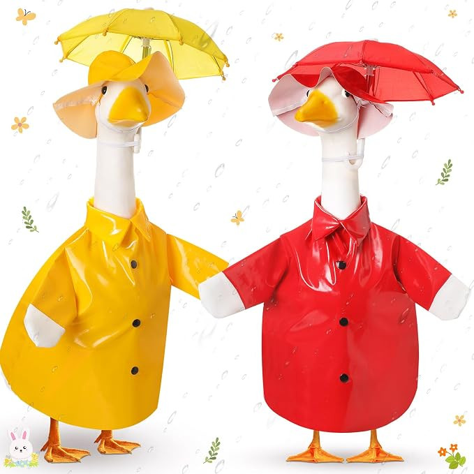 2 Set Porch Goose Outfit Raincoat and Umbrella Spring Lawn Porch Goose Cloths Costume Raincoat Ou... | Amazon (US)