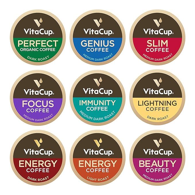 VitaCup Coffee Variety Sampler Pack 40ct. Vitamin & Superfood infused Recyclable Single Serve Pod... | Amazon (US)