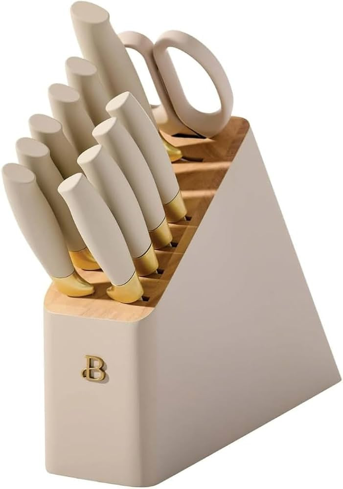 Beautiful 12-Piece Stainless Steel Knife Block Set by Drew Barrymore, Soft-Grip Ergonomic Handles... | Amazon (US)