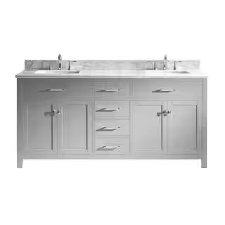 Virtu USA Caroline 72 in. W Bath Vanity in Cashmere Gray with Marble Vanity Top in White with Squ... | The Home Depot